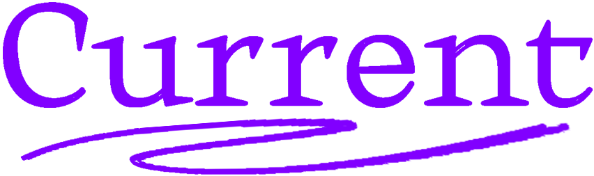 Current in purple serif typeface